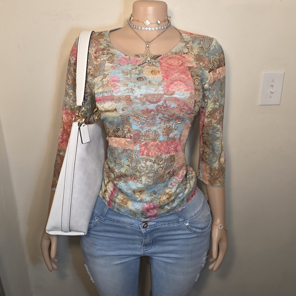 ☆Ruby Chō Floral Patchwork Glittery Blouse☆ NWT - image 1